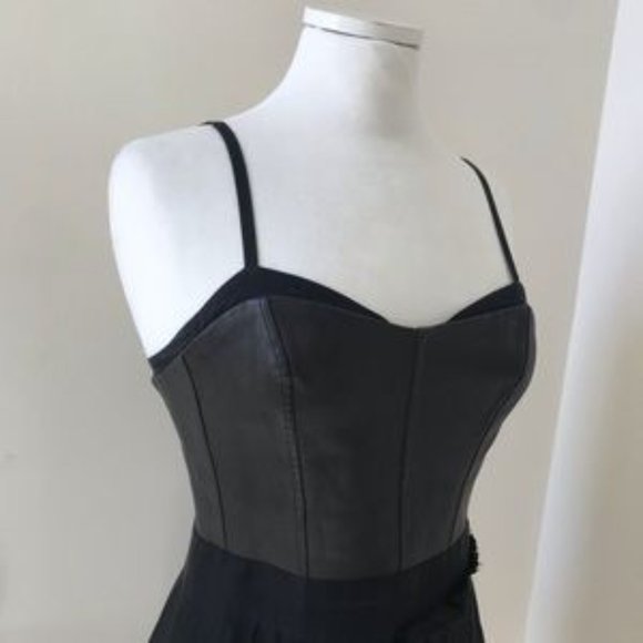 Rag & Bone Leather Bustier and Silk Pleated Dress - Picture 2 of 6